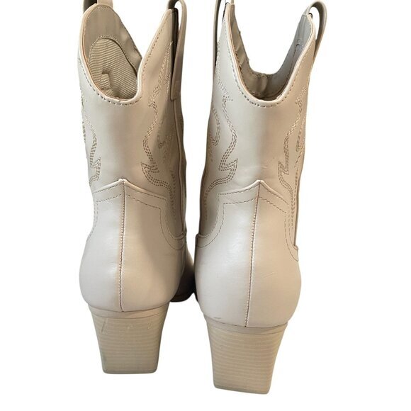 Soda White Western Cowboy Boots Womens Size 8 Pointed‎ Toe Block Heel Y2K Rodeo - Picture 6 of 10